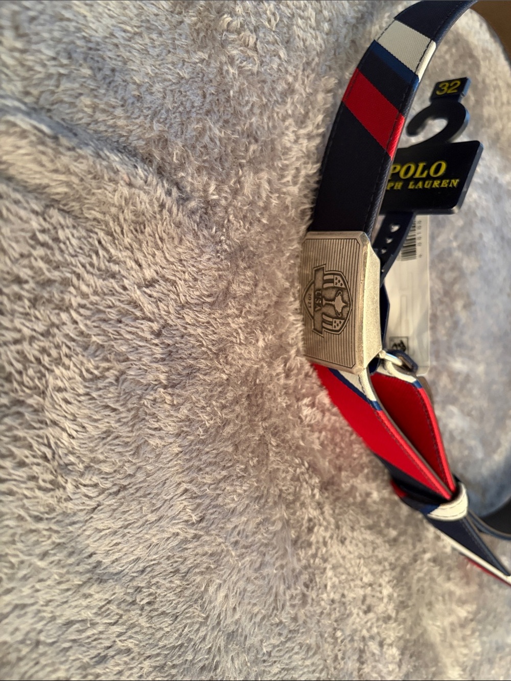 Polo by Ralph Lauren Navy, Red & White Striped Men's Belt